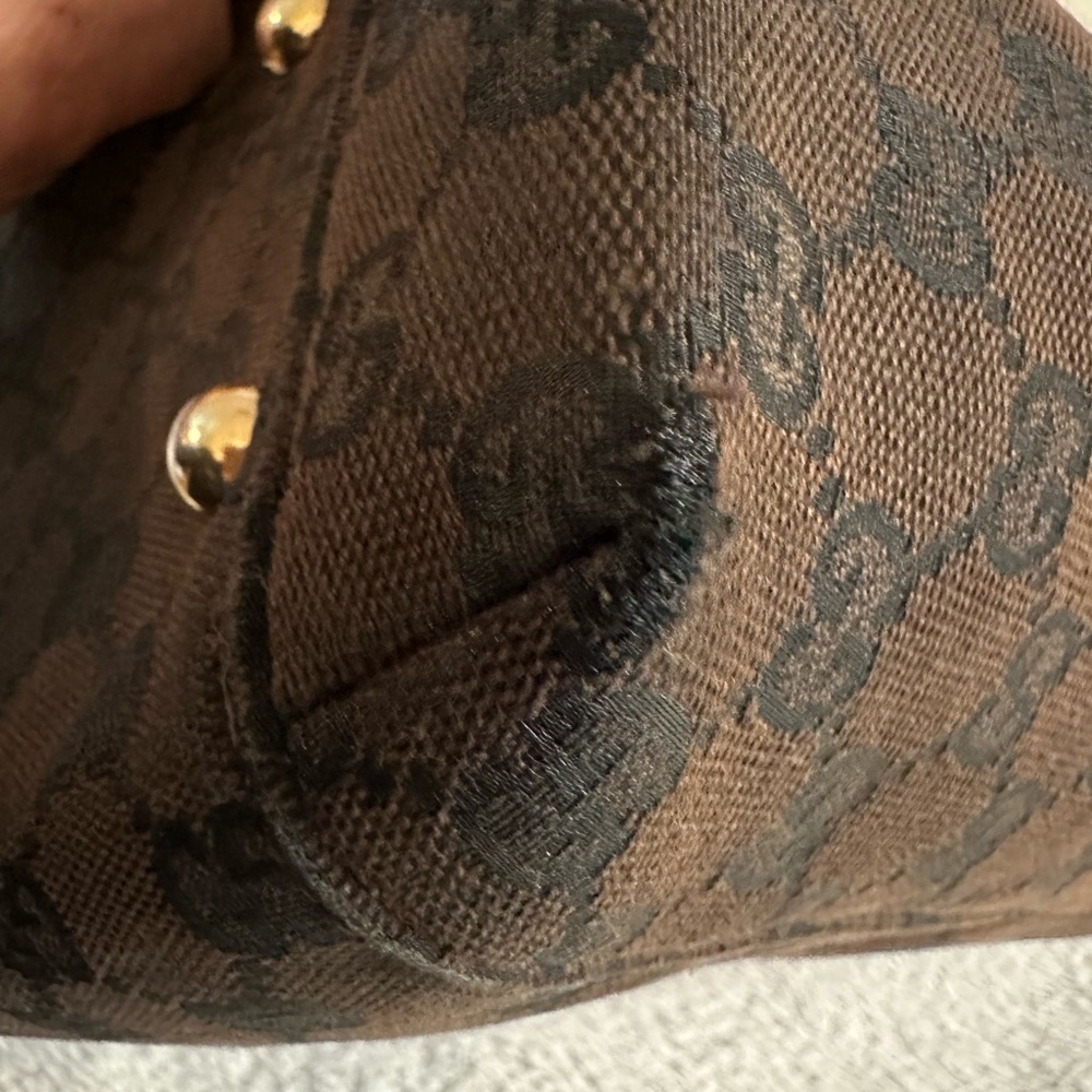 Gucci Chocolate Brown/Black Monogram Tote - Picture 5 of 12